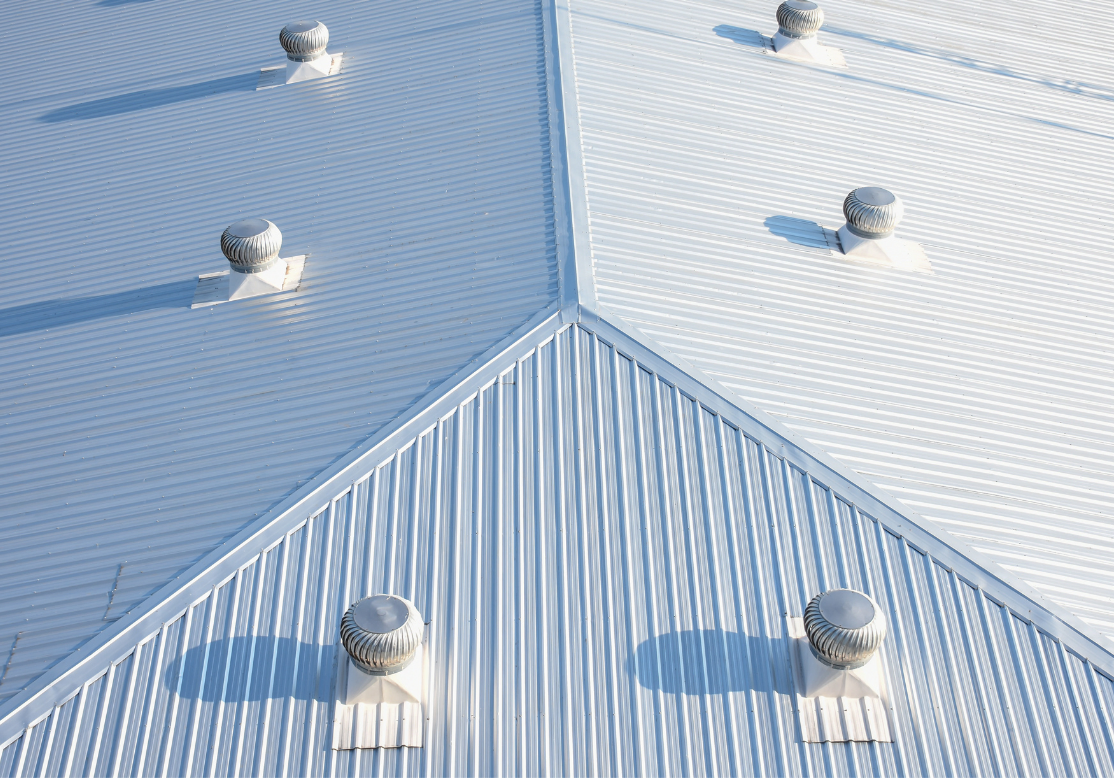 Ideal Roofing and Construction commercial roof, metal panels and ventilation example